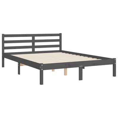 vidaXL Bed Frame without Mattress Grey Double Solid Wood