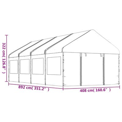 vidaXL Gazebo with Roof White 8.92x4.08x3.22 m Polyethylene