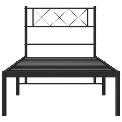 vidaXL Metal Bed Frame without Mattress with Headboard Black 100x190 cm