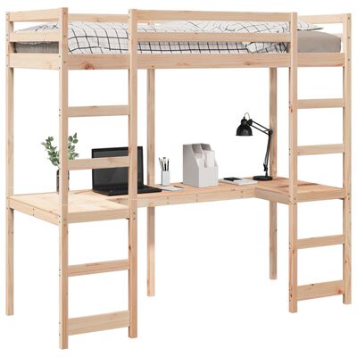 vidaXL Loft Bed Frame without Mattress 90x200 cm Solid Wood Pine