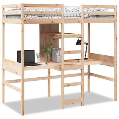 vidaXL Loft Bed Frame without Mattress 75x190cm Solid Wood Pine