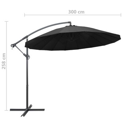 vidaXL Hanging Garden Parasol Anthracite 3 m Aluminium Pole