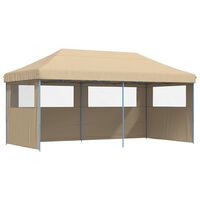 vidaXL Foldable Party Tent Pop-Up with 3 Sidewalls Beige