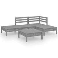 vidaXL 5 Piece Garden Lounge Set Solid Pinewood Grey