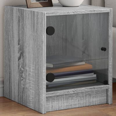 vidaXL Bedside Cabinets with Glass Doors 2 pcs Grey Sonoma 35x37x42 cm