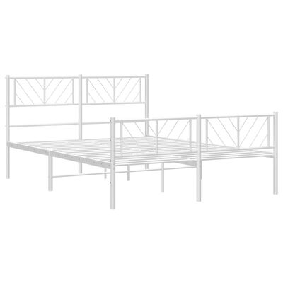 vidaXL Metal Bed Frame without Mattress with Footboard White 120x200 cm