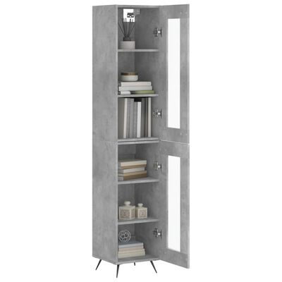 vidaXL Highboard Concrete Grey 34.5x34x180 cm Engineered Wood