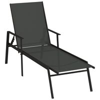 vidaXL Sun Lounger Steel and Textilene Fabric Black