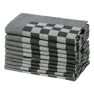 vidaXL Kitchen Towels 10 pcs Black and White 50x70 cm Cotton