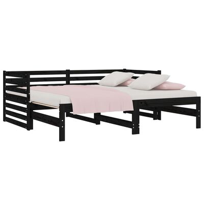 vidaXL Pull-out Day Bed without Mattress Black 2x(80x200) cm