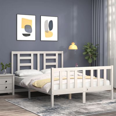 vidaXL Bed Frame without Mattress White 140x200 cm Solid Wood Pine