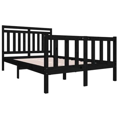 vidaXL Bed Frame without Mattress Black Solid Wood 140x190 cm (810066+814098)