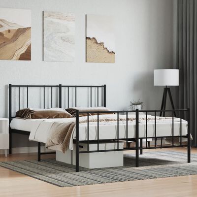 vidaXL Metal Bed Frame without Mattress with Footboard Black 120x200 cm