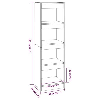 vidaXL Book Cabinet/Room Divider Concrete Grey 40x30x135 cm