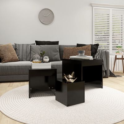 vidaXL Nesting Tables 3 pcs Black Engineered Wood