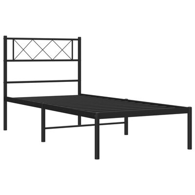 vidaXL Metal Bed Frame without Mattress with Headboard Black 100x190 cm