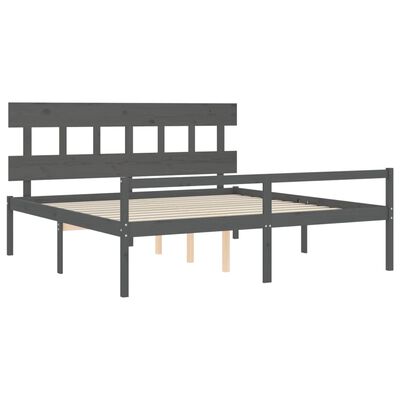 vidaXL Senior Bed without Mattress Grey 200x200 cm Solid Wood