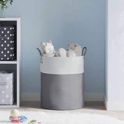 vidaXL Storage Basket Grey and White Ø38x46 cm Cotton