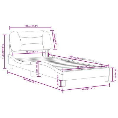 vidaXL Bed Frame with LED without Mattress Black 90x200 cm