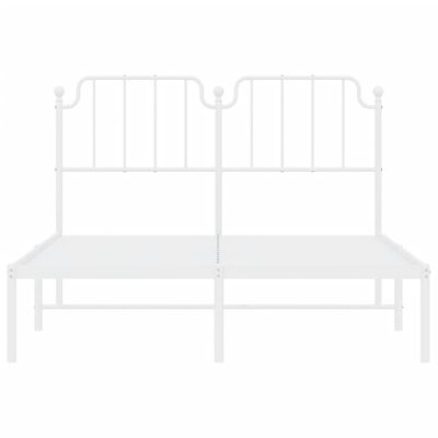 vidaXL Metal Bed Frame without Mattress with Headboard White 135x190 cm Double