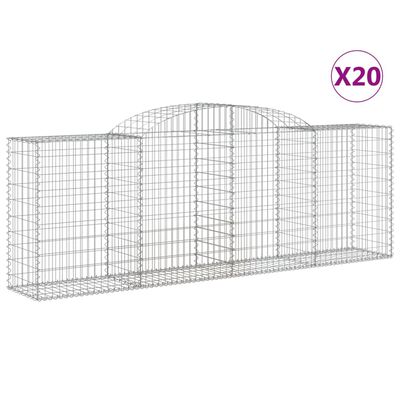 vidaXL Arched Gabion Baskets 20 pcs 300x50x100/120 cm Galvanised Iron