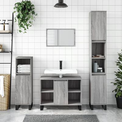 vidaXL Bathroom Cabinet Grey Sonoma 80x33x60 cm Engineered Wood