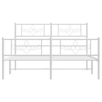 vidaXL Metal Bed Frame without Mattress with Footboard White 140x190 cm