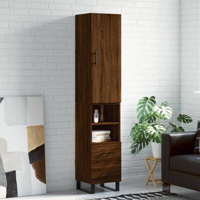 vidaXL Highboard Brown Oak 34.5x34x180 cm Engineered Wood