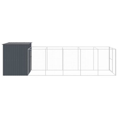 vidaXL Dog House with Run Anthracite 214x661x181 cm Galvanised Steel