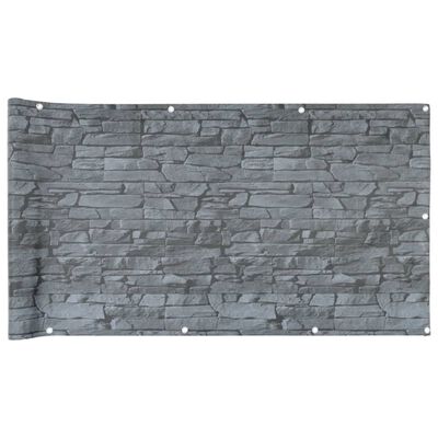 vidaXL Balcony Privacy Screen Ledge Stone Look Grey 300x120 cm PVC