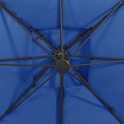 vidaXL Cantilever Garden Parasol with Double Top 300x300 cm Azure Blue