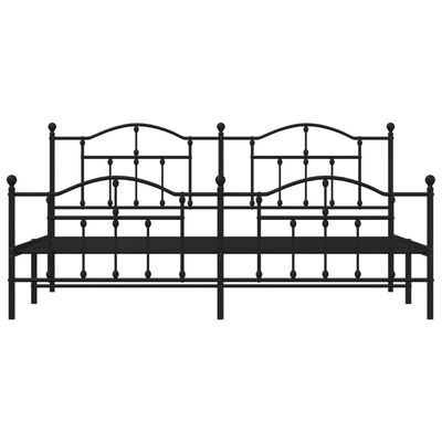 vidaXL Metal Bed Frame without Mattress with Footboard Black 200x200 cm