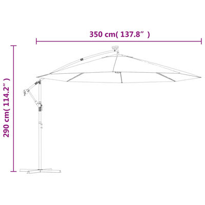 vidaXL Cantilever Garden Parasol with LED Lights Terracotta 350 cm