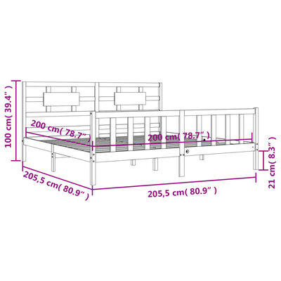 vidaXL Bed Frame without Mattress White 200x200 cm Solid Wood Pine