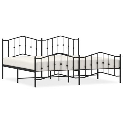 vidaXL Metal Bed Frame without Mattress with Footboard Black 193x203 cm