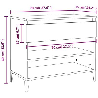 vidaXL Shoe Cabinet Brown Oak 70x36x60 cm Engineered Wood