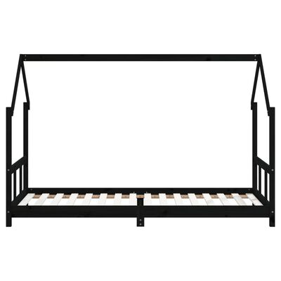 vidaXL Kids Bed Frame Black 90x200 cm Solid Wood Pine