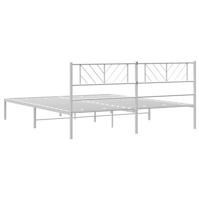 vidaXL Metal Bed Frame without Mattress with Headboard White 193x203 cm