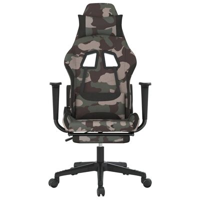 vidaXL Swivel Gaming Chair with Footrest Black and Camouflage Fabric