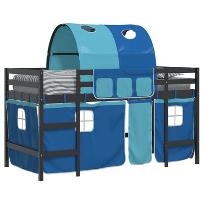 vidaXL Kids' Loft Bed with Tunnel without Mattress Blue 90x190 cm Single