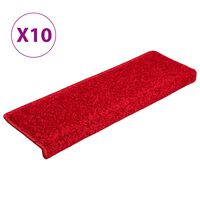 vidaXL Stair Mats 10 pcs 65x21x4 cm Red