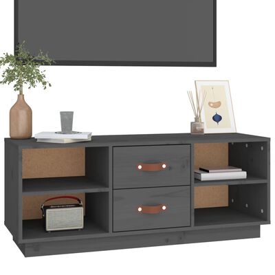 vidaXL TV Cabinet Grey 100x34x40 cm Solid Wood Pine