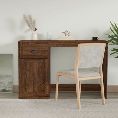 vidaXL Desk with Drawer Brown Oak 115x50x75 cm Engineered Wood