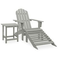 vidaXL Garden Adirondack Chair with Ottoman&Table Solid Fir Wood Grey