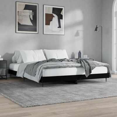 vidaXL Bed Frame without Mattress Black 140x200 cm Engineered Wood