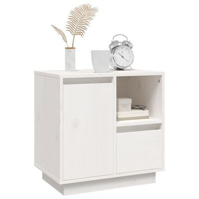 vidaXL Bedside Cabinet White 50x34x50 cm Solid Wood Pine