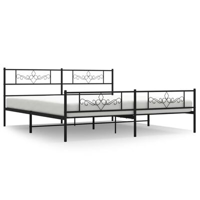 vidaXL Metal Bed Frame without Mattress with Footboard Black 183x213 cm