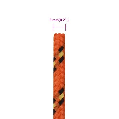 vidaXL Boat Rope Orange 5 mm 250 m Polypropylene