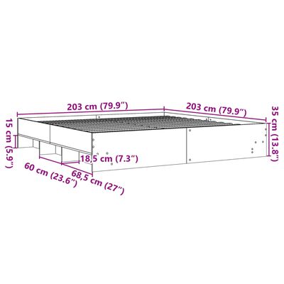 vidaXL Bed Frame without Mattress Sonoma Oak 200x200 cm Engineered Wood