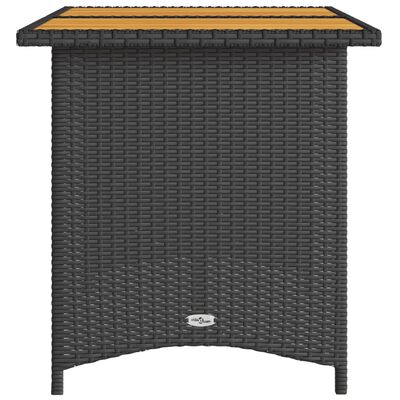 vidaXL Garden Table with Wooden Top Black 110x68x70 cm Poly Rattan